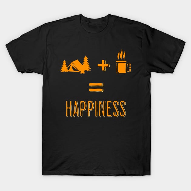 Coffee + Camping = Happiness Outdoor Adventure for coffee lovers T-Shirt by KHWD